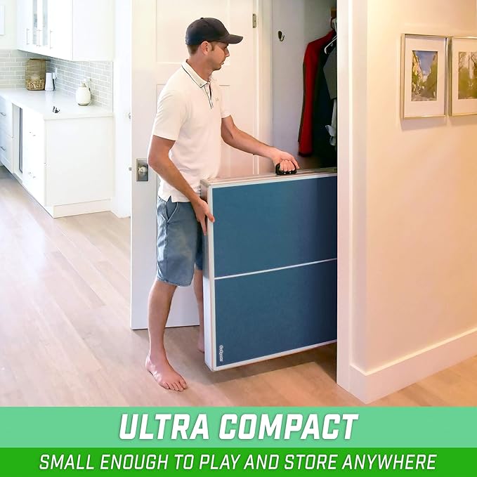 GoSports Mid-Size Table Tennis Game Set - Red or Blue - Indoor/Outdoor Portable Table Tennis Game with Net, 2 Table Tennis Paddles and 4 Balls