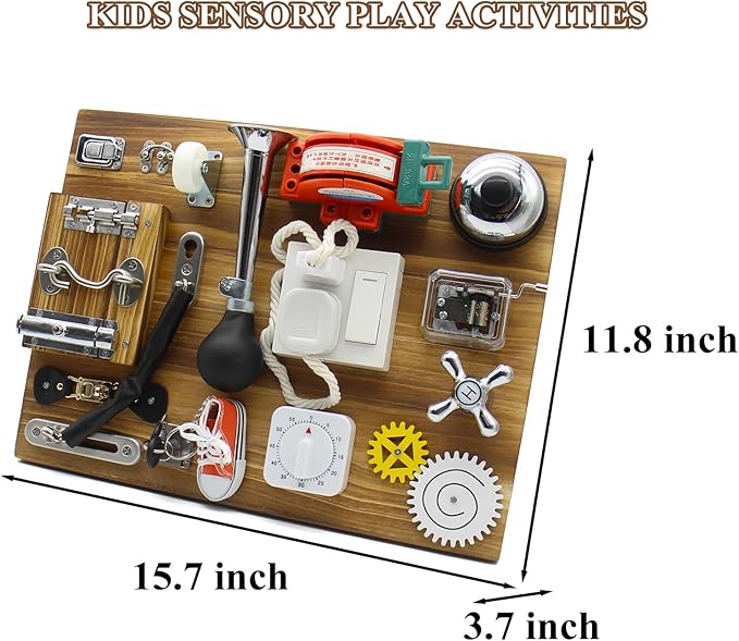 Mostop Montessori Large Busy Board for Toddlers,Montessori Educational Travel Toys for Autistic Children,Wooden Busy Board Sensory Toys Preschool Learning Activities Fine Motor Skills, Birthday Gift