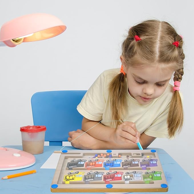 Magnetic Color & Number Maze Matching Game Montessori Wooden Toddler Toys Mathematical Calculations Fine Motor Skill Early Development Toy for 3-5-Year-Olds