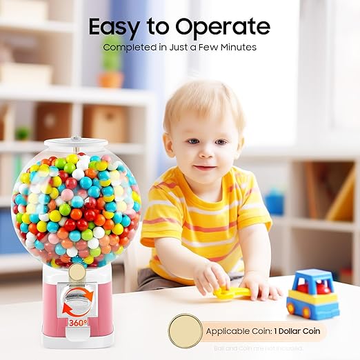 Vending Machine, 1.26 in Ball Bulk Vending Machine Classic Bubble Capsule Toys Dispenser, Commercial Candy Gumball Machine for Game Stores and Retail Stores