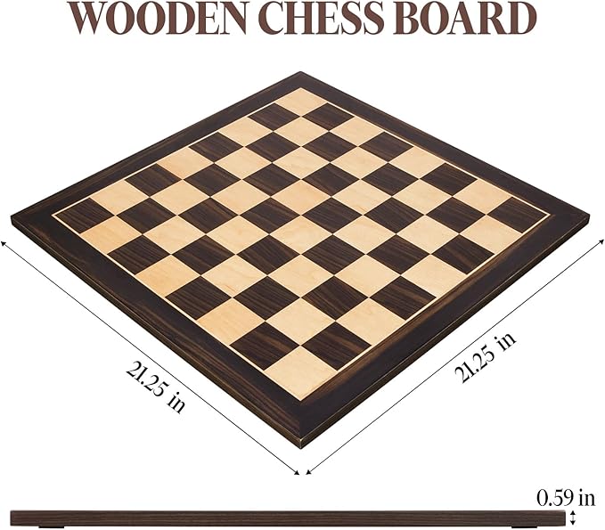 21.25’’ Wooden Chess Board Professional Tournament Chess Board with 2.0" Squares Large Chess Family Outdoor Board Games (Chess Board Only)