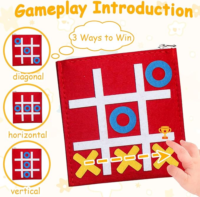 48 PCS Tic Tac Toe Board Game,Foam Tic-Tac-Toe Mini Board Game for Kids Family Classic Educational Toys Indoor Party Game Birthday Party 5"x5"