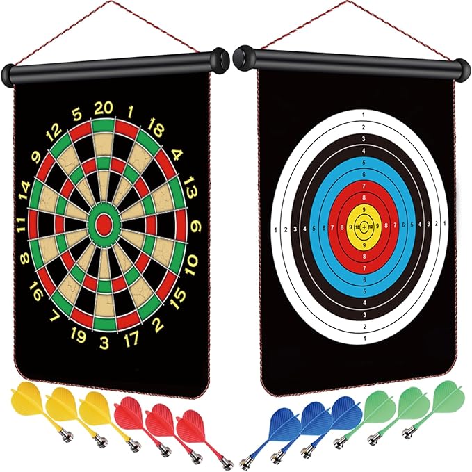 Magnetic Dart Board for Kids, Fun Toys Gifts for Boys 8 9 10 11 12 13 14 Years Old Teen Birthday Valentine Eater Christmas Stocking Stuffers Indoor Room Games, Magnet Dartboard Sets Double Sided