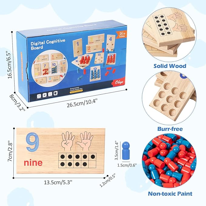 Counting Peg Boards, Toddlers Wooden Counting Number Math Learning Toy with 110 Pegs, Montessori Math Manipulatives Materials for Kids 3 4 5 6 Years Old, Educational Kindergarten Learning Activities