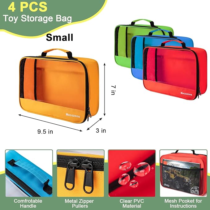 4 PCS Toys Storage Bag, Classic Bricks Building Set Storage Bag, Travel Case for Building Toys, Puzzles, Small Size