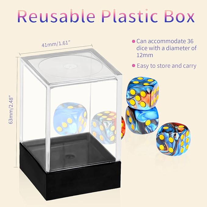 36 Pieces 12mm 6 Sided Mini Dice Set,Two Colours D6 Game Dice Set,6 Sided Standard Game Dice for Board Games Dice Games Classroom Teaching Dices Game,with Portable Gaming Box(Orange & Blue)