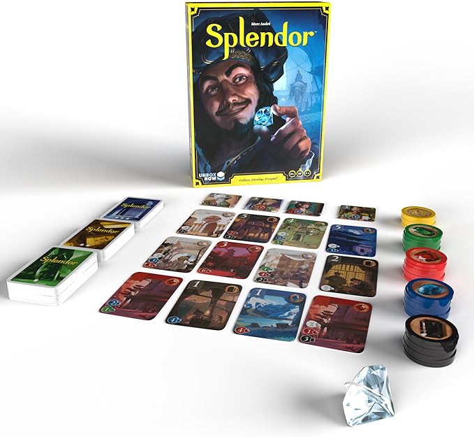 Splendor Board Game (Packaging May Vary) - Master The Art of Wealth and Prestige! - Engaging Gem Mining Strategy Game for Kids & Adults, Ages 10+, 2-4 Players, 30 Min Playtime, Made by Space Cowboys
