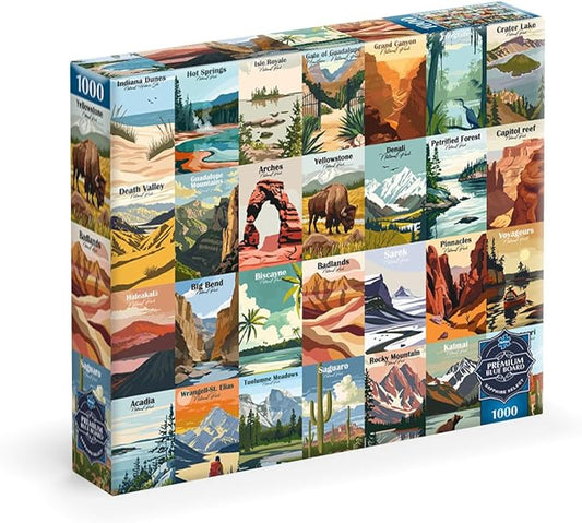 Buffalo Games - Sapphire Select - Our National Parks - 1000 Piece Jigsaw Puzzle – Challenging & Fun – Blue Core Puzzle Board – Giftable Display Box - Full Size Poster Included