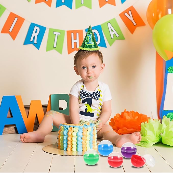 Yardwe 60Pcs Gumball Vending Machine Capsules, Empty Clear Colored Round Capsules Plastic Containers for Prizes Party Favors (1.8 Inch, Random Colors)