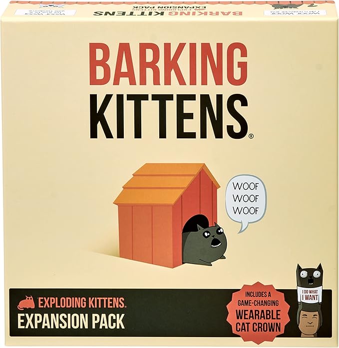 Barking Kittens Expansion Pack by Exploding Kittens, Original Game Required - 2-5 Players - Ages 7+ - 15 Minutes to Play - Party Game, Ideal for Family Night, Kids and Adults