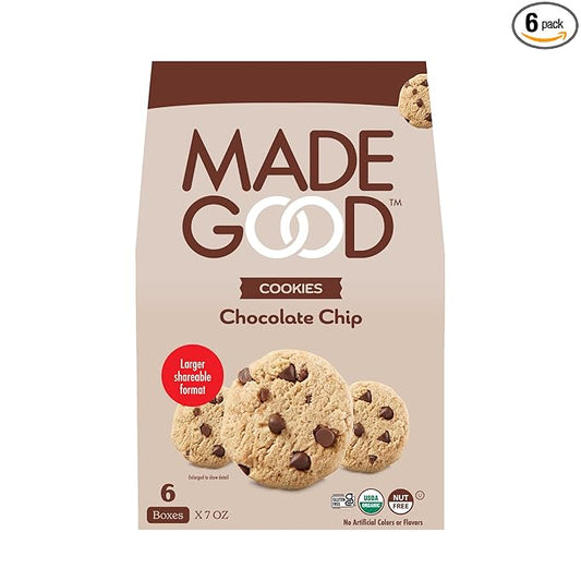 MadeGood Chocolate Chip Crunchy Cookies, 7 Ounce (6 Pouches) Organic and Gluten Free Snacks