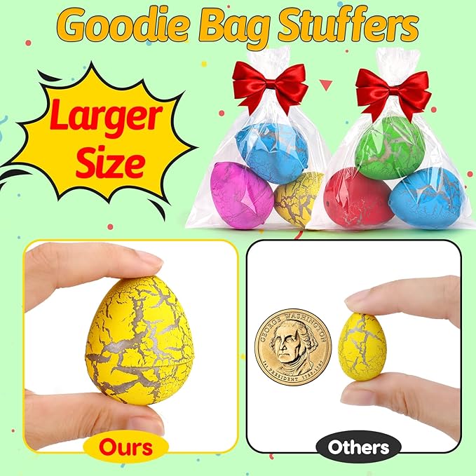 30PCS Large Hatching Dinosaur Eggs for Dinosaur Birthday Party Favors for Kids 3-5 4-8 Goodie Bag Gift Stuffers Classroom Prizes Bulk Treat Stuff Novelty Grow in Water Dino Eggs with Toys Inside