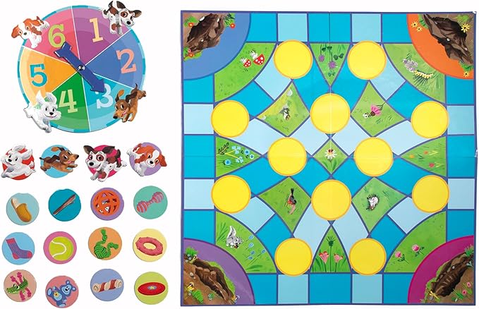 eeBoo: Puppy Fuffle - A Game of Counting & Simple Strategy, Kids Spinner Board Game, Collect Toys & Treats, Preschool, Ages 4+, 2-4 Players, 15-25 Min