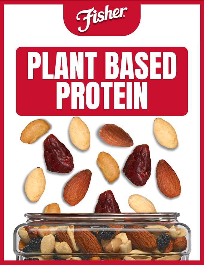 Fisher Snack Hunger Fighter Bulk Trail Mix, 38 oz (Pack of 1), Peanuts, Almonds, Dried Sweetened Cranberries and Soy Nuts, Snacks for Adults and Kids, Dried Fruit, Healthy Snacks for Adults