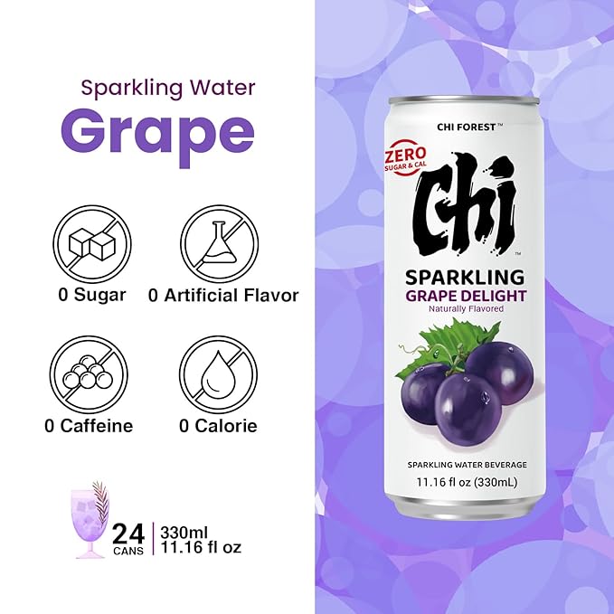 CHI FOREST Grape Delight sparkling water, 0 Sugar 0 Carolies, 11.16 oz* 24 Cans