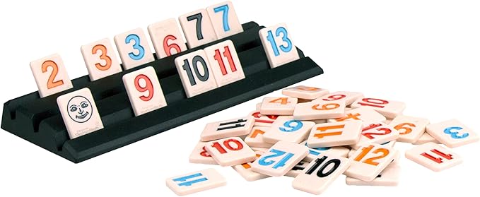 Pressman Original Retro Style Large Numbers Rummikub - Includes Tiles with Bright, Over-Sized, Inset Numbers for Easy Viewing, Multi Color