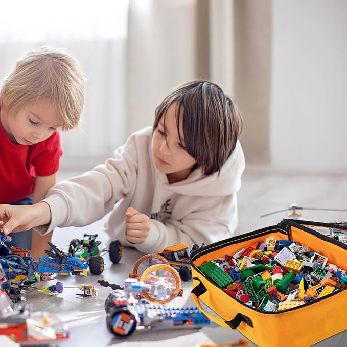 4 PCS Toys Storage Bag, Classic Bricks Building Set Storage Bag, Toy Organizer Bags for Building Toys, Puzzles, Small Large Size