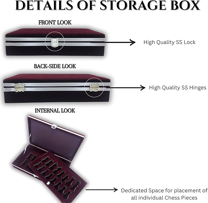 Handcrafted Premium Marble Chess Pieces Set – Elegant 32-Piece Replacement for 12-15 Inch Chess Boards Storage Box (Grey and White)