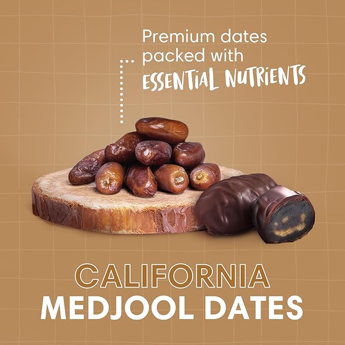 DORREL - Belgian Dark Chocolate Covered Medjool Dates, High Energy Vegan Choco Snack Delicious, Kosher & Non-GMO, Pack of 3 Chocolate Covered Dates, 7.05 oz / 200 g Ea