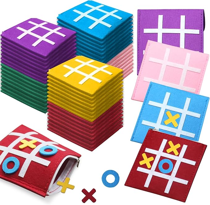 48 PCS Tic Tac Toe Board Game,Foam Tic-Tac-Toe Mini Board Game for Kids Family Classic Educational Toys Indoor Party Game Birthday Party 5"x5"