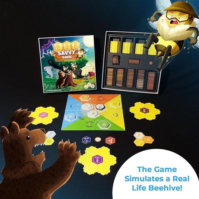 Engaging Hive Game - Strategy Planning for Survival Educational Hive Board Game Based on Bee Biology - Family, Ideal for Pre-Teenagers, Parents, Teachers - Board Games 8+ Year Old