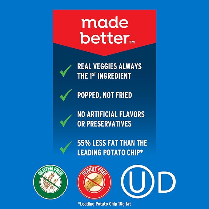 Breton Veggie Crisps Zesty Ranch (Pack of 12) - Popped not Fried Crisps, Made with Real Vegetables, Light and Crispy Gluten Free Chips, Snacks for School, Lunch Box and More, 12x6oz