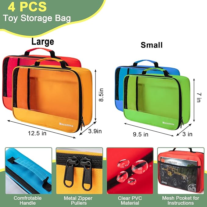 4 PCS Toys Storage Bag, Classic Bricks Building Set Storage Bag, Toy Organizer Bags for Building Toys, Puzzles, Small Large Size