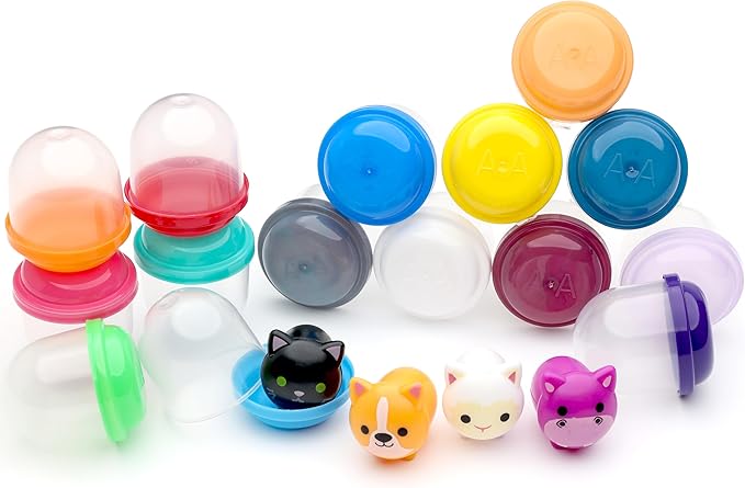 Farm Animals Figurine Toys in Capsule - 100 Pcs -1.1 Inch Plastic Capsules with Assorted Animals Mini Figurines for Kids - Easter Basket Stuffers - Toy Vending Machine Refill