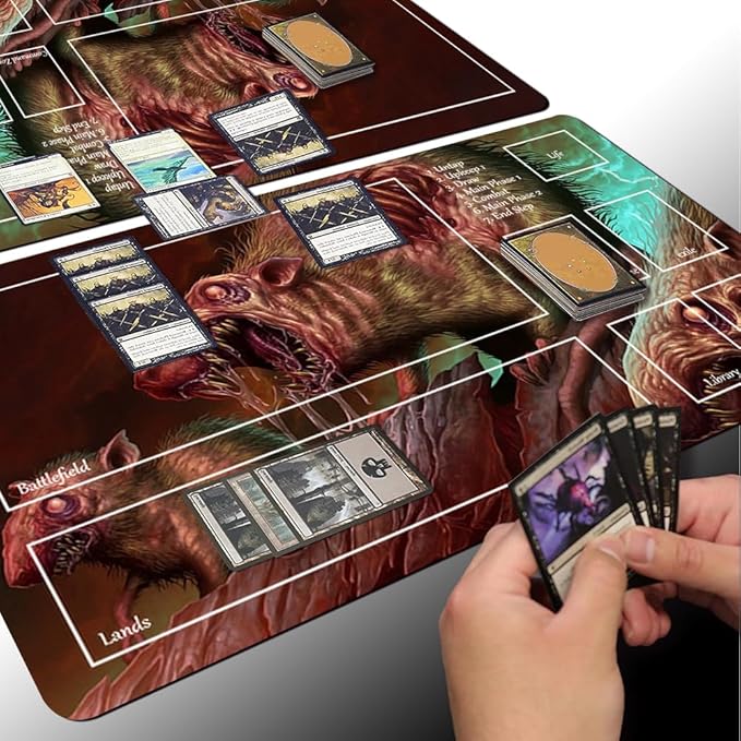 Board Game MTG Playmat Games Size 60X35 cm CCG Compatible for TCG RPG CCG Play mats (Rotting-Rats-Zone)