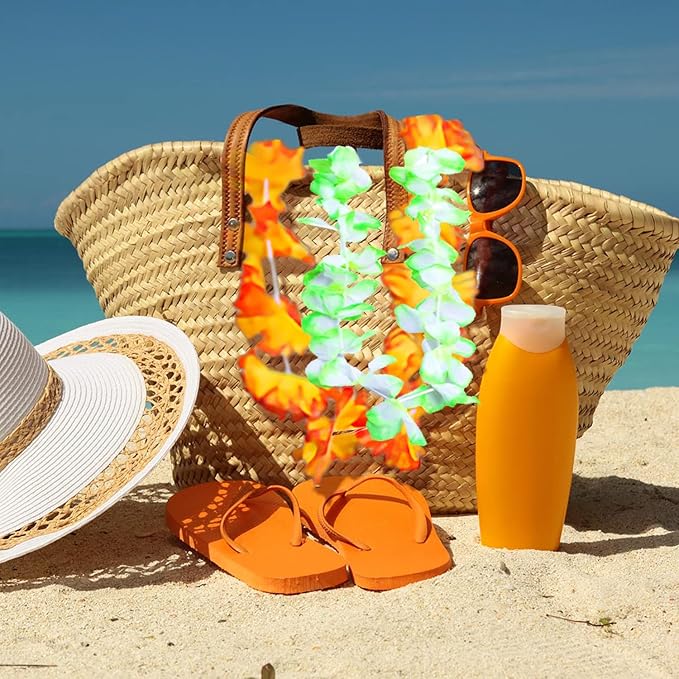 150 Pieces Hawaiian Leis Party Decorations, 50 Styles Flower Necklace Bulk for Tropical Theme Beach Supplies Night Bar Luau Aloha Beach Vacation