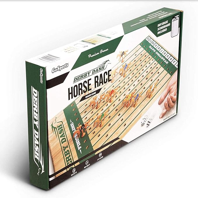 GoSports Derby Dash Horse Race Game Set - Tabletop Horse Racing with 2 Dice and Dry Erase Scoreboard