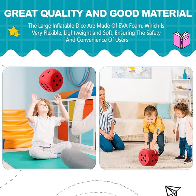 Shappy 6 Inches Foam Dice Fun Filled Large Educational Toy Kawaii Giant Dice Decorative Eva Foam Jumbo Cube Big Square Building Blocks for Game Nights Learning Sessions(Red,1 Pc)