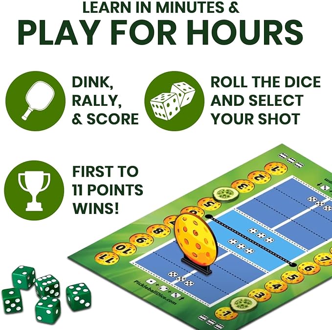 The Pickled Girl Pickleball Dice Game – Fun Tabletop Game for 2 or 4 Players, Pickle Ball Board Games, Pickleball Gifts