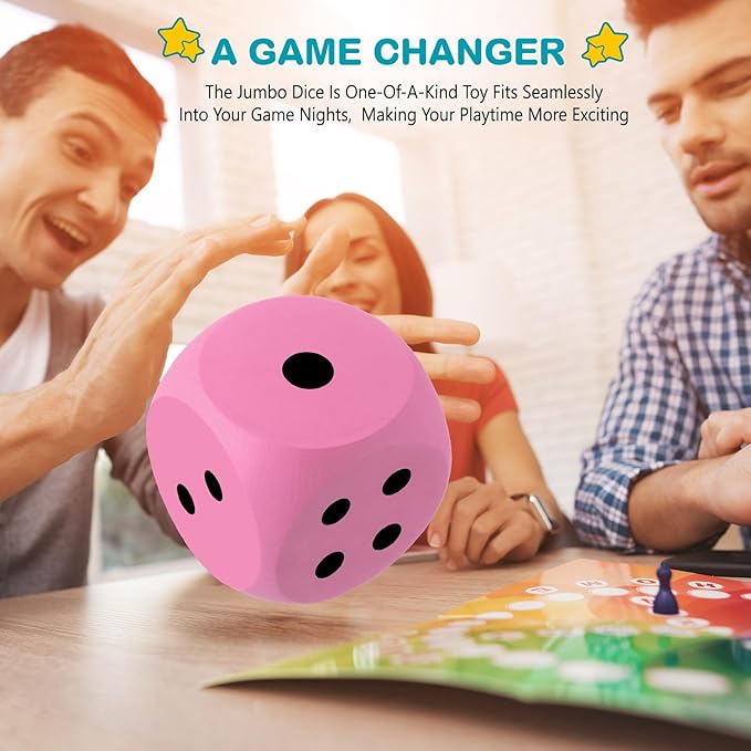 Shappy 6 Inches Foam Dice Fun Filled Large Educational Toy Kawaii Giant Dice Decorative Eva Foam Jumbo Cube Big Square Building Blocks for Game Nights Learning Sessions(Pink,1 Pc)