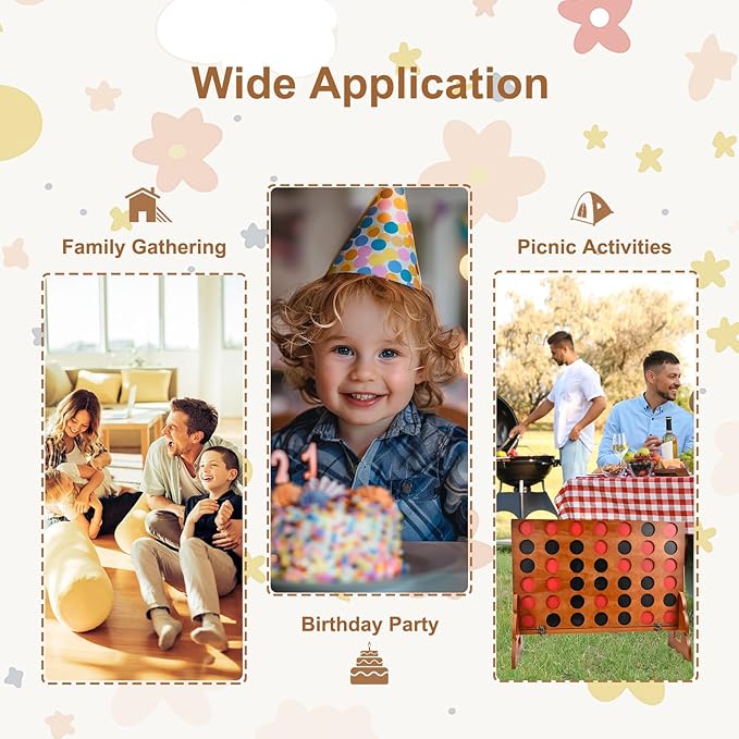 Large Connect Four Game Outdoor - Classic Yard Connect-Four Outdoor Games Jumbo for Kids and Adults, Tic Tac Toe Game for Yard and Giant Connect4