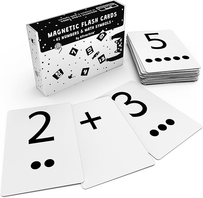 Magnetic Number Flash Cards - Large 0-25 Math Cards, Early Addition and Subtraction, Multiplication, Division and Symbols, for Classroom Teachers, Homeschool, Toddlers, Kids and Adults