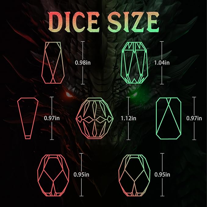Metal DND Dice for Dungeons and Dragon, Metal Dice Set D and D with Cardboard Box Unique Cool RPG Polyhedral Dice for Role Playing Tabletop Games Gifts (Black Green)