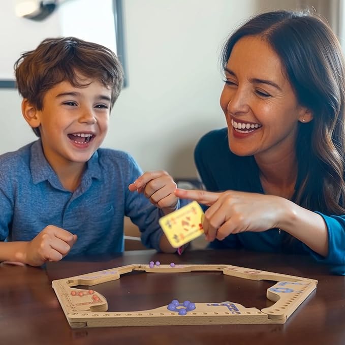 Jokers and Marbles Board Game,Pegs and Jokers Game for 2-8 Player,Wood Board Game with 8 Game Boards 4 Decks of Cards 48 Marbles,Holidays and Casual Social Gatherings