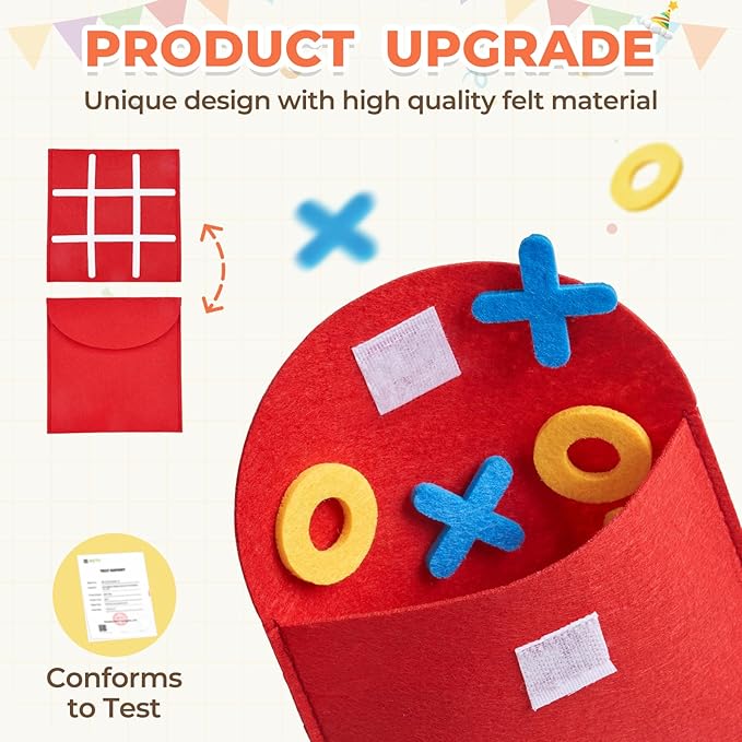 JoyCat Tic Tac Toe Strategic Board Game for Kids and Family,Birthday Party Favors,Classic Educational Toys for Goodie Bag Stuffers,Gifts for Students with Envelope,Easy to Store(Bulk Pack of 30)