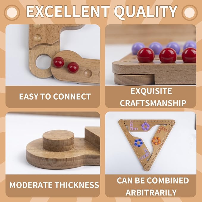 Jokers and Marbles Board Game,Pegs and Jokers Game for 2-8 Player,Wood Board Game with 8 Game Boards 4 Decks of Cards 48 Marbles,Holidays and Casual Social Gatherings