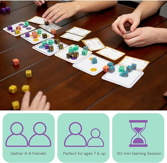 Award-Winning Family Dice Game – Rolls 2 Riches | Fun & Fast-Paced Game for Kids, Teens & Adults | Perfect for Game Night, Travel, Parties, Dates & Camping | ADHD-Friendly Activity