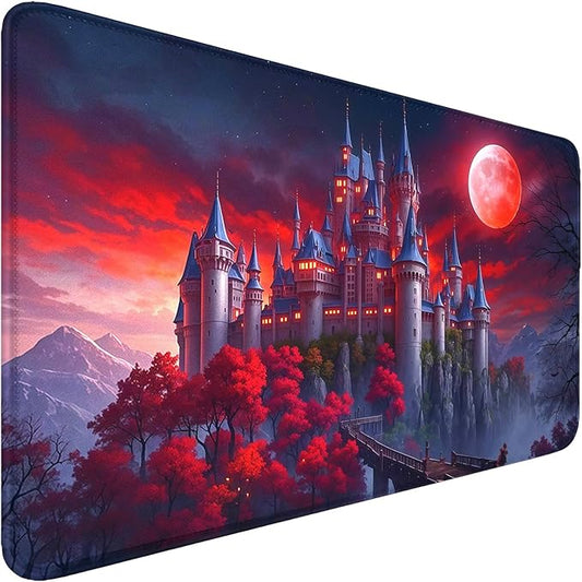 MTG Playmat- Stitched Edges Forest TCG Playmat-Non-Slip Landscape Play Mat Smooth Surface Rubber Base Board Game Mousepad 24x14 inches for Trading Card Game Playing with Storage Bags