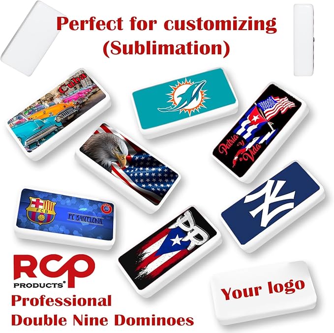 Dominos Set for Adults – Professional Double 9 Dominoes Set of 55 Tiles for Adults, Metal Spinner, Classic and Travel Board Game with Wood Case Juegos de Mesa (White)