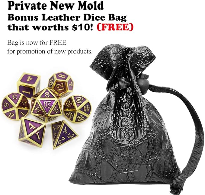 Haxtec D&D Metal Dice Set Gold Purple DND Dice for Dungeons and Dragons Gifts RPG Roleplaying Dice
