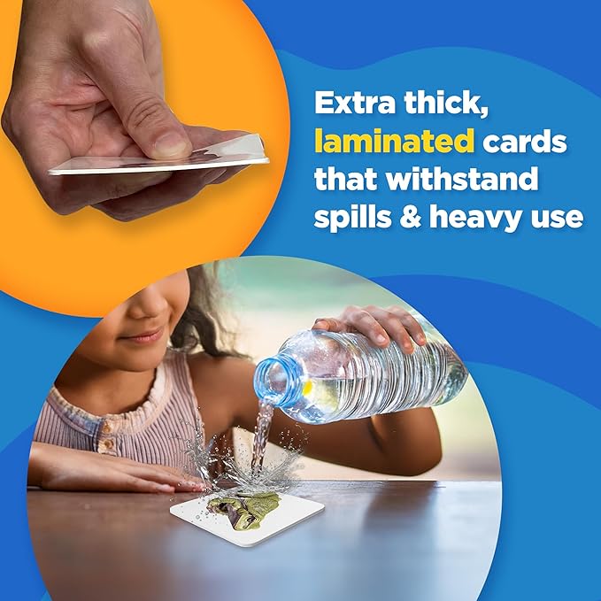 ThinkPsych 450 Thick Picture Cards for Autism Speech Therapy Materials - Flash Cards for Toddlers - Animals, Body Parts, Emotions, Food, Vegetables - ABA Therapy and Tacting Cards