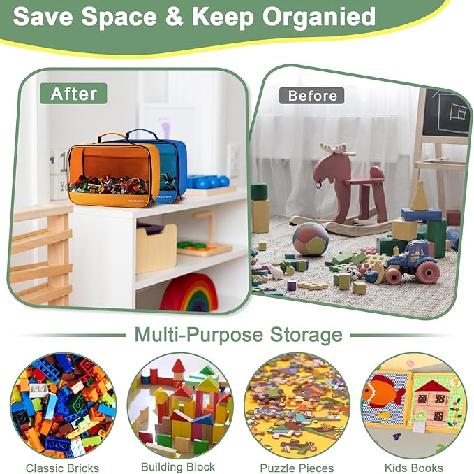 4 PCS Toys Storage Bag, Classic Bricks Building Set Storage Bag, Travel Case for Building Toys, Puzzles,X Large Size