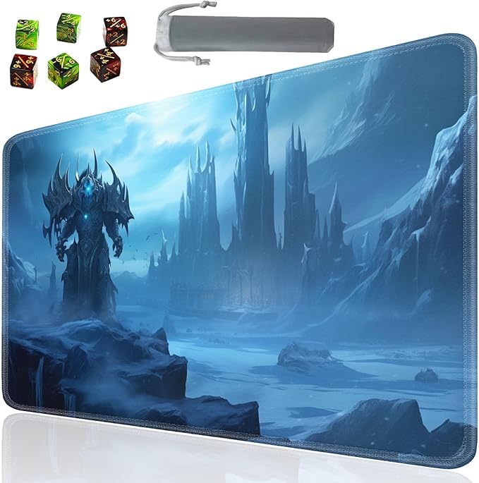 Board Game for TCG Playmat Table Mats Games Size 60X35 cm Mousepad Compatible for MTG RPG CCG Trading Card Game Play mats with 6 Dice (Playmat 135)