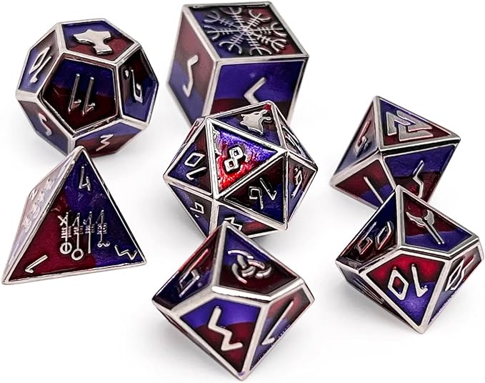 Norse Foundry Geri Norse Series: 7-Piece Metal Dice Set for RPG, DND, Pathfinder - Premium Craftsmanship, Stylish Design and Family Fun, for Gamers