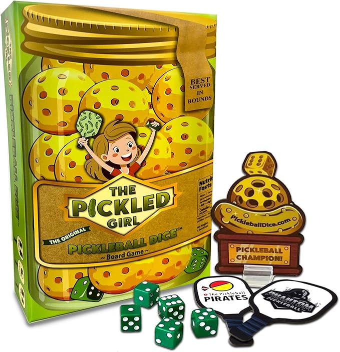 The Pickled Girl Pickleball Dice Game – Fun Tabletop Game for 2 or 4 Players, Pickle Ball Board Games, Pickleball Gifts