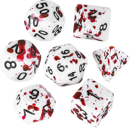 OriCraft Vampire Dices D20 Red Dot Dice DND Dice Set Realistic Halloween D20 Splatter Dices Polyhedral Role Playing Game Dice Dungeons and Dragons Dice